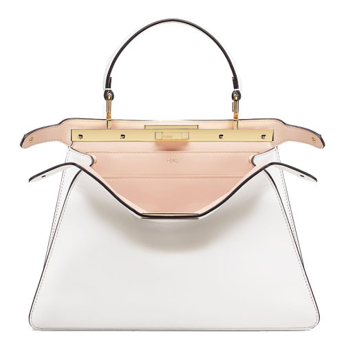 FENDI/芬迪  PEEKABOO ISEEU系列 白色小牛皮金属配件粉红色纳帕内部中号手提包8BN321A6V3F1CMP