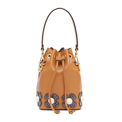 FENDI/芬迪 MONTRESOR系列 女士小牛皮花瓣图案迷你单肩斜挎包水桶包手提包