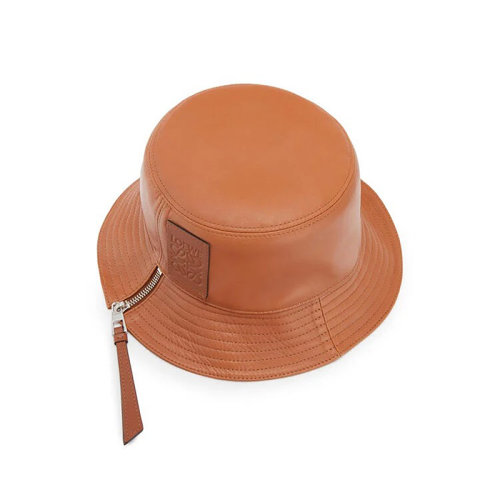 LOEWE/罗意威 22年春夏新款 女士棕色纳帕牛皮革拉链渔夫帽112.10.010-2530