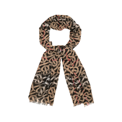 BURBERRY/博柏利 【22秋冬新款】 男女通用款绵羊毛/桑蚕丝围巾丝巾典藏米色格纹专属标识 80558621