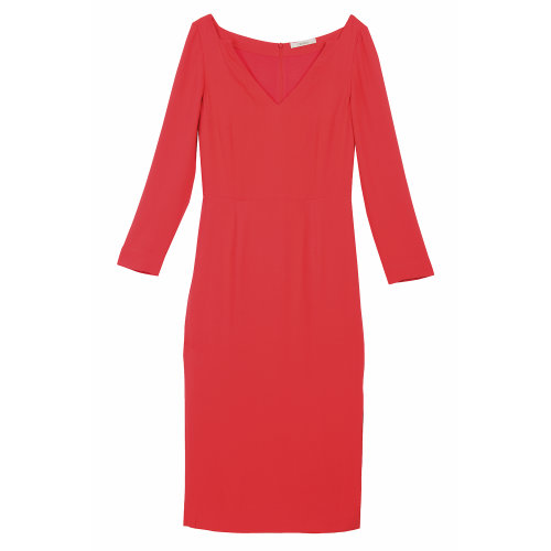 19年秋冬款nisiss/怡夕红色开衩垂坠连衣裙女士连衣裙n173wo16