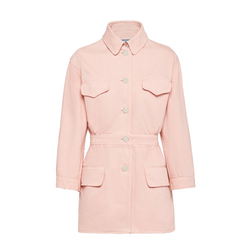 PRADA/普拉达 樱花粉色 女士收腰七分袖做旧牛仔外套 GFB251_1VTW_F0E18_S_201
