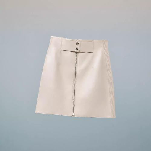  HERMES爱马仕 22年秋冬 女士 半身裙 Mini-jupe en cuir details smockes H2H1302D4F834