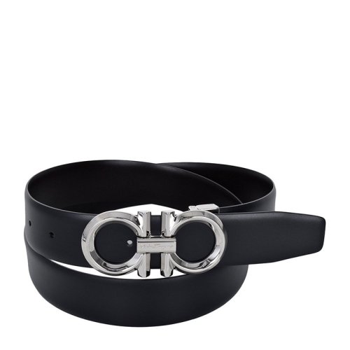 Salvatore Ferragamo/菲拉格慕 男士黑色深啡色双色皮革商务休闲金属扣双面皮带腰带 67-9939-0694743