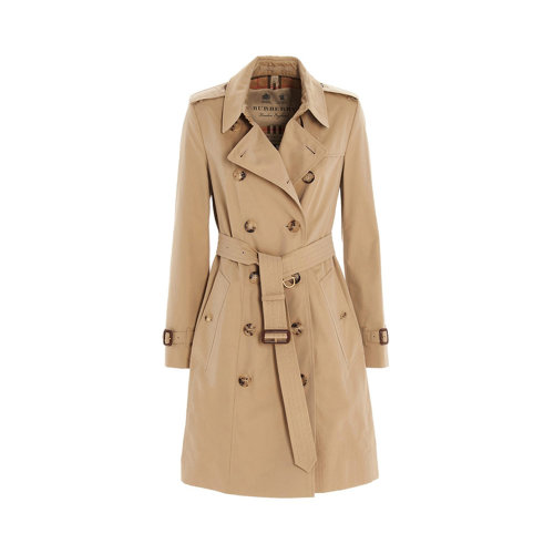 BURBERRY/博柏利 女士米色棉质腰带款大衣风衣 8045776