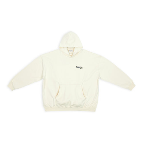 Balenciaga/巴黎世家 22年秋冬新款 女士浅米色纯棉饰有刺绣政治运动图案连帽卫衣620947TKVI98962