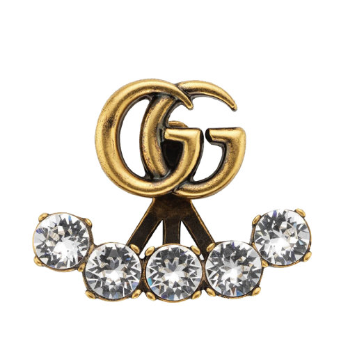 GUCCI/古驰 镀金的金属 单双G水晶耳环605853J1D508066