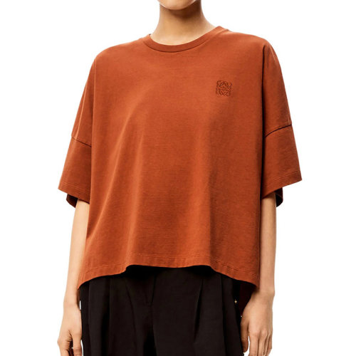 LOEWE/罗意威 22年春夏新款 女士棕色纯棉超大号短款短袖T恤S359333XC9-2530