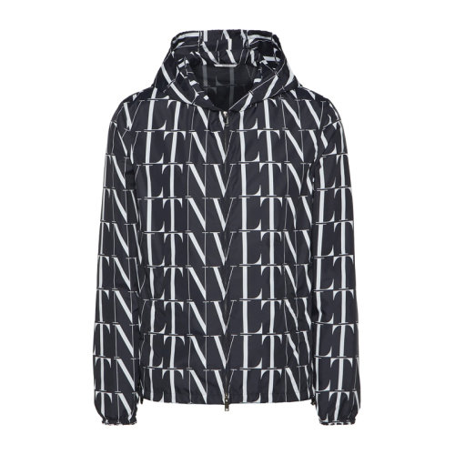 VALENTINO 华伦天奴 男士 服装  拼色字母LOGO印花连帽徽标外套 男士夹克