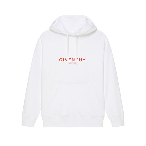 Givenchy/纪梵希 23年早春新款 BSTROY联名系列 男士白色纯棉翻转印花连帽卫衣BMJ0HC3Y99-100