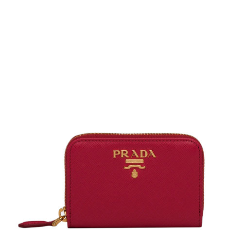 PRADA/普拉达 22年新款 女士亮红色皮革金标拉链卡夹1ML040_QWA_F068Z