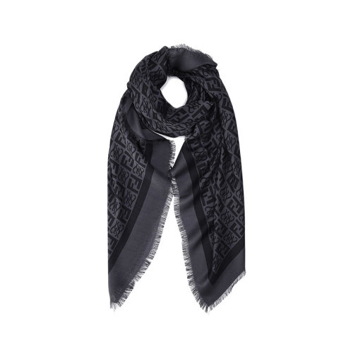 FENDI/芬迪【22春夏新款】男士桑蚕丝方巾丝巾围巾披肩FF图案 FXS610 AIJO