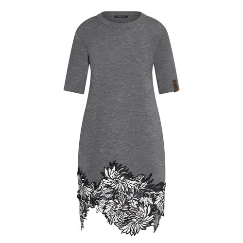 Louis Vuitton/路易威登  女士灰色羊毛针织短袖连衣裙1A9BSI