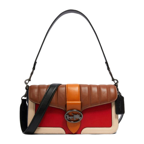 COACH/蔻驰女士拼色皮革经典马车徽标磁扣开合单肩包斜挎包手提包酒神包腋下包女包 F5568QBRL1