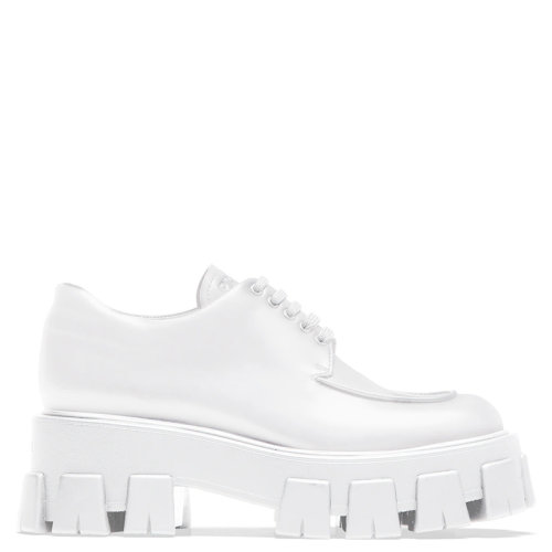 PRADA/普拉达 Monolith系列 女士白色亮面小牛皮系带鞋1E708L_B4L_F0009_F_B055