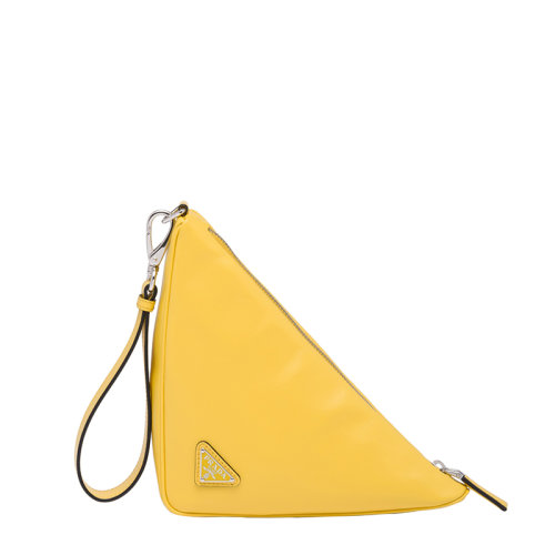 PRADA/普拉达 22年新款 女士阳光黄色徽标压纹小袋银扣手提包1NE039_2BYA_F0377