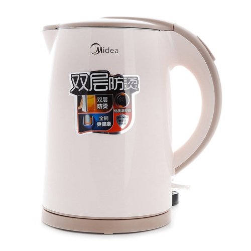 Midea/美的 电水壶304不锈钢电热水壶1.5L家用双层防烫烧水壶MK-H415E2J