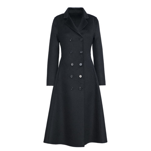 GeleiStory/GeleiStory 2022秋冬新款双面呢水波纹收腰大摆显瘦气质毛呢外套女士大衣