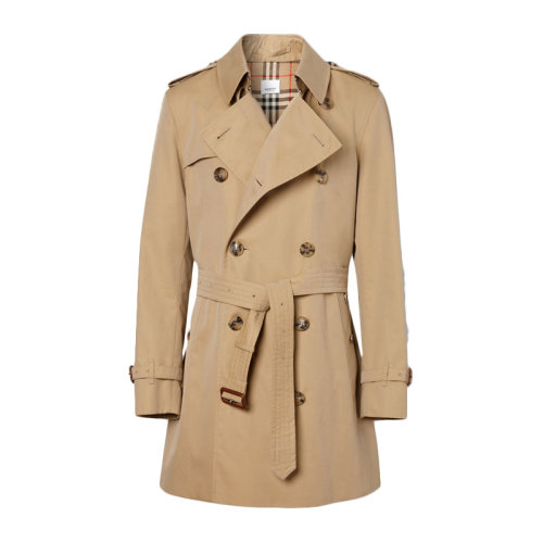 BURBERRY/博柏利【秋冬新品】男装 服装 Trench棉质中长款双排扣束腰 男士风衣外套 801523