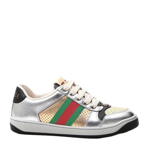GUCCI 古驰 女士 鞋靴  银色系带皮质休闲运动鞋鞋 女士休闲运动鞋