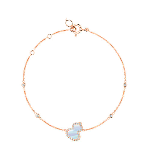 QEELIN/麒麟珠宝 WULU系列 18K金玫瑰金镶嵌钻石珍珠贝母小号葫芦手链WU-BR0016C-RGDMOP