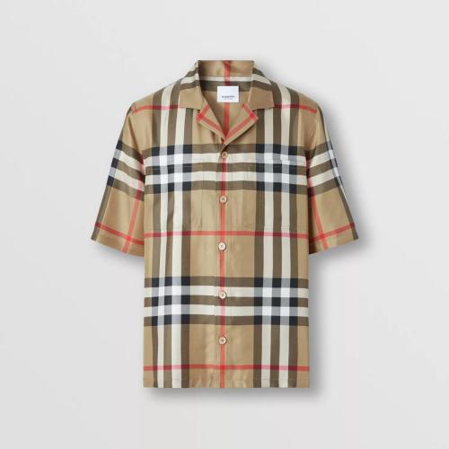  BURBERRY 22年秋冬 男士 格纹丝质短袖衬衫 80502791