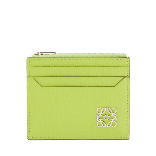 LOEWE/罗意威 22春夏新款 女士绿豆色卵石纹牛皮革银色金属徽标装饰拉链卡包卡片夹C821R80X01-6905