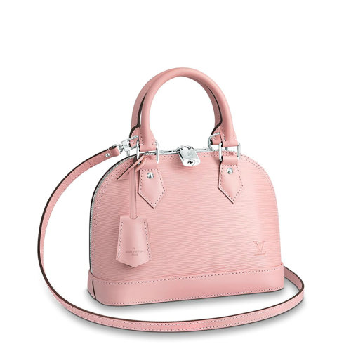 Louis Vuitton/路易威登 Alma BB系列 女士芭蕾粉粒面水波纹牛皮双拉链挂锁单肩包M41327