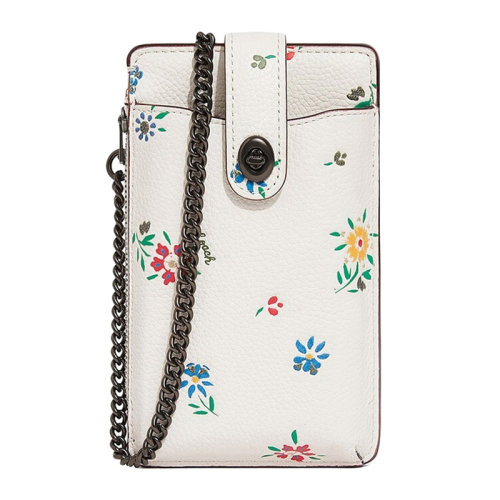 COACH/蔻驰(专柜) 女士白色野花图案Saffiano皮革挎包手拿包钱包