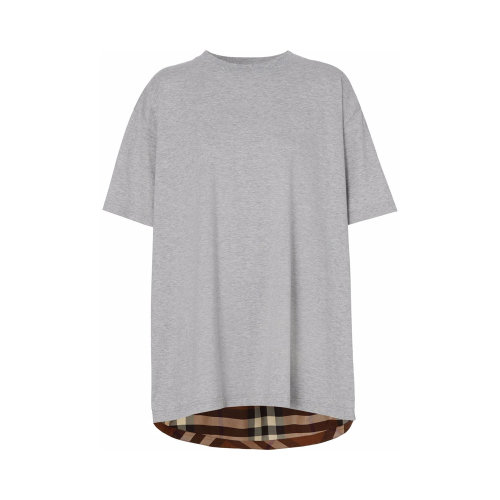 BURBERRY/博柏利 女士灰色棉质格纹装饰短袖T恤 8048925