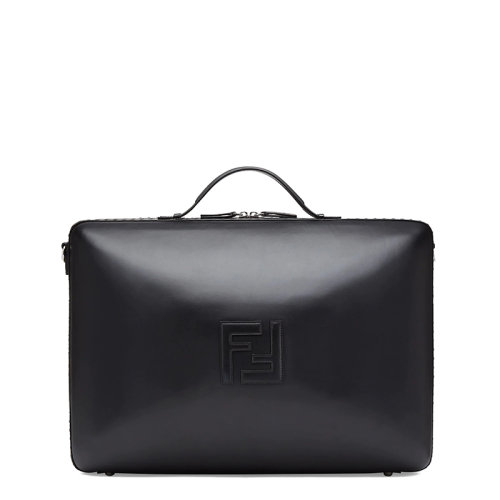 FENDI/芬迪 22春夏新款 男士大号黑色小牛皮徽标硬质设计感单肩包手提箱7VV158AAIWF0GXN