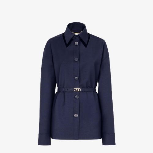  FENDI芬迪 22年春夏 女士 夹克 蓝色马海毛夹克 FJ7235S9AF1FLH