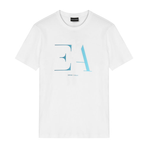 Emporio Armani/安普里奥阿玛尼 白色 男士大号撞色品牌字母标识饰圆领短袖T恤 3H1TA5-1J0AZ-0100