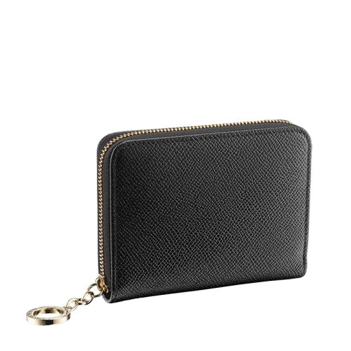 BVLGARI/宝格丽  男女通用迷你款黑色粒面小牛皮拉链钱包291027