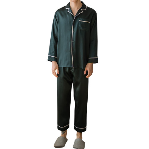 GeleiStory/GeleiStory 新款休闲居家系列男士真丝长袖长裤套装男装＞男士睡衣/家居服＞男睡衣/家居服