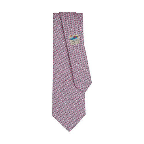 HERMES/爱马仕 男士粉红色/天空真丝重斜纹皮划艇领带H646238T17