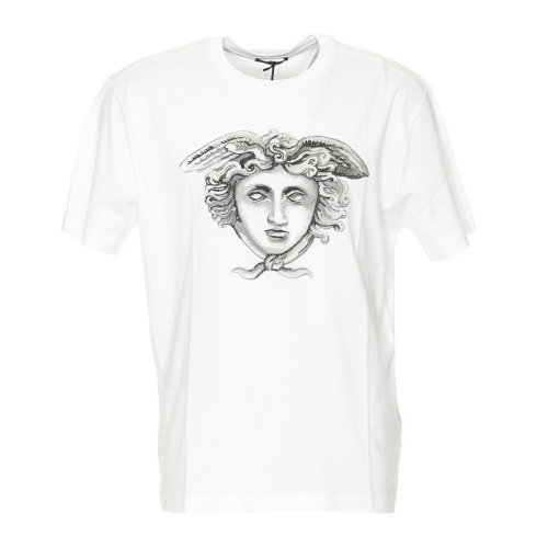 VERSACE/范思哲 男士白色纯棉经典美杜莎头像装饰圆领上衣短袖T恤 A79487-A224589-A001