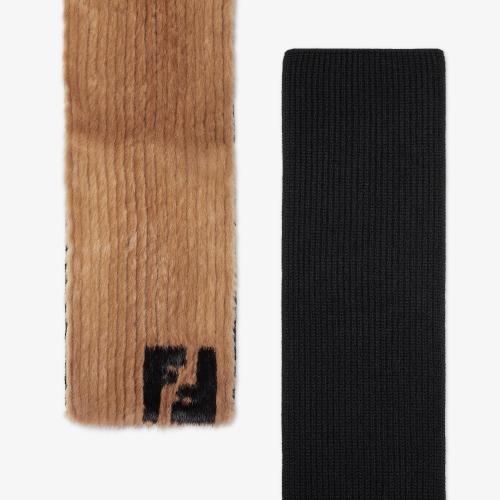  FENDI芬迪 22年秋冬 女士 围巾 双色貂皮和针织围巾 FNG556AIHAF1AAP