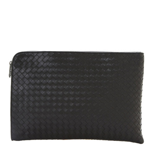 Bottega Veneta/葆蝶家 宝缇嘉 男士 黑色羊皮编织拉链手拿包 224052V46511000 HJH0015X