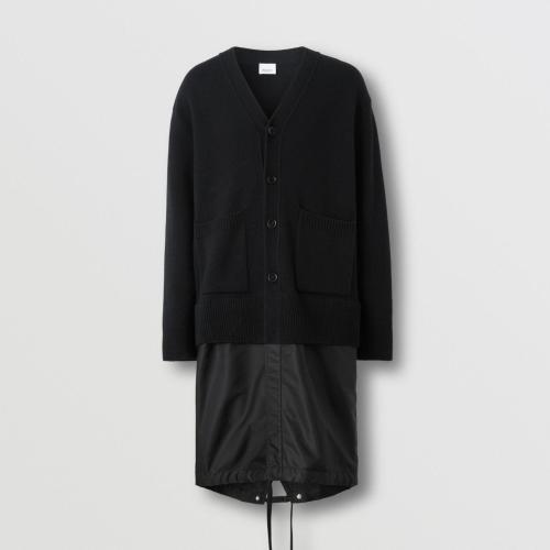  BURBERRY 22年秋冬 男士 对比尼龙裁片羊毛混纺开衫 80525981