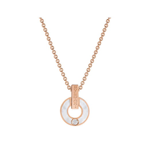 BVLGARI/宝格丽 BVLGARI BVLGARI系列 18k金玫瑰金圆形镂空镶有珍珠母元素钻石项链357546