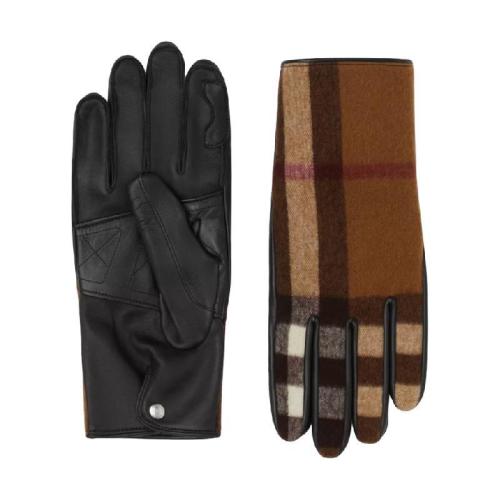 BURBERRY 22年秋冬 男士 羊绒内衬格纹羊毛拼羔羊皮手套 80362371 预定商品1-3周发货