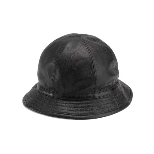 GUCCI/古驰 22年春夏新款 男女同款黑色皮革饰马衔扣钟形帽渔夫帽6666004HAK51000