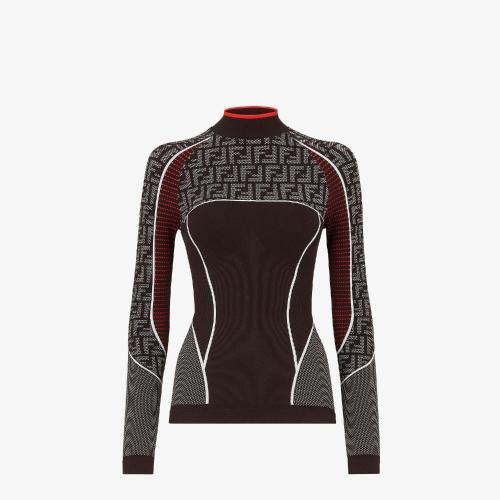  FENDI芬迪 22年秋冬 女士 针织衫 无缝黑色毛衣 FAF157AGMAF1ENI