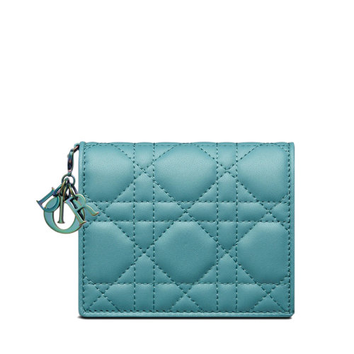 DIOR/迪奥 22春夏新款LADY DIOR系列 女士迷你天蓝色绗缝羊皮革双折钱包S01784NEE_M08Z