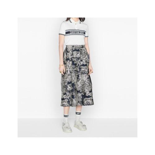  DIOR迪奥 22年秋冬 女士 短袖Polo 衫-白色和海_蓝色棉质平纹针织面料 143T10A4047_X0200 预定商品1-3周发货