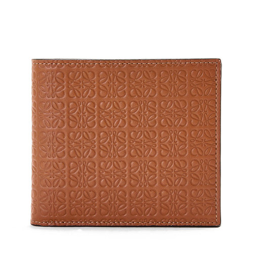 LOEWE/罗意威 Repeat系列 棕褐色压花真丝小牛皮双折钱包0010643088