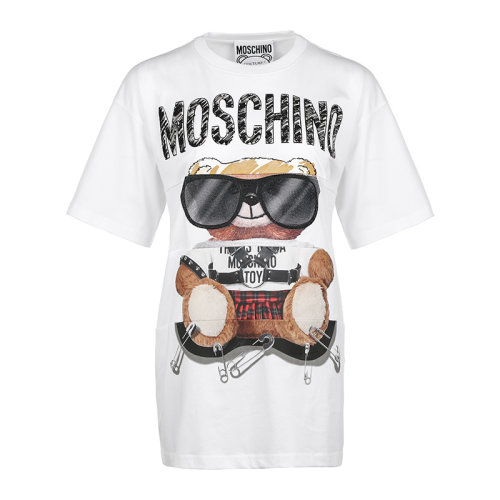MOSCHINO/莫斯奇诺21新品嘻哈泰迪熊棉质宽松女士短袖T恤V070255403