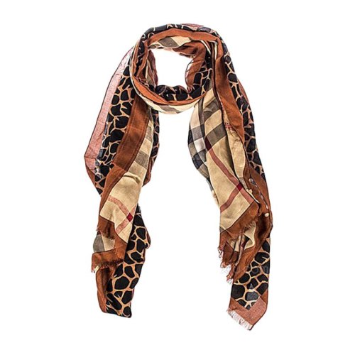 BURBERRY/博柏利 女士棕色格纹羊绒丝巾围巾围脖 3943325