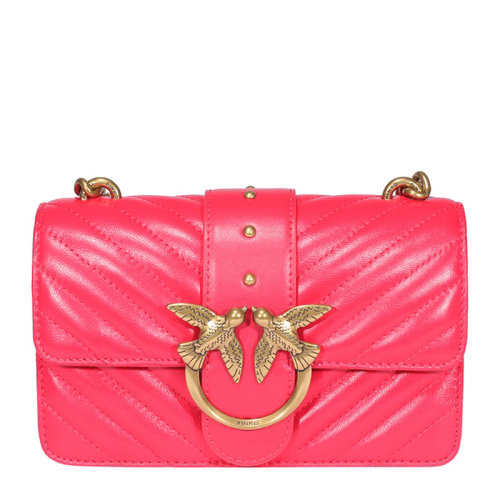 Pinko/品高Love mini Icon系列女士纯色绗缝小牛皮金色燕子徽标铆钉装饰单肩包斜挎包链条包女包 1P227L 多色可选